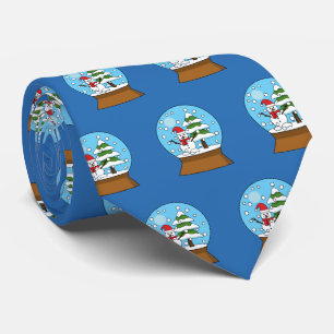 Snow Globe with Snowman and Pine Tree Tie