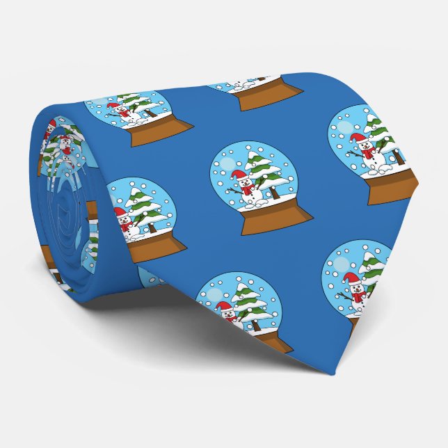 Snow Globe with Snowman and Pine Tree Tie (Rolled)