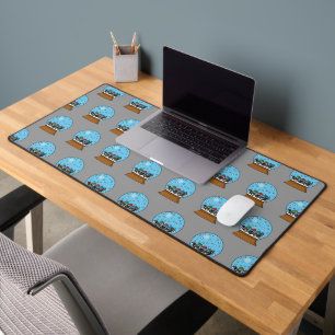 Snow Globe with Three Gnome Owls Desk Mat