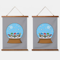 Snow Globe with Three Gnome Owls