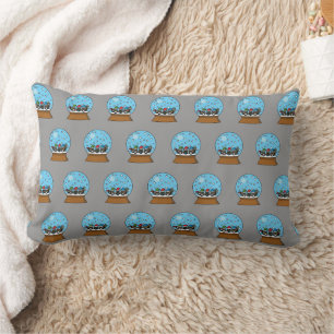 Snow Globe with Three Gnome Owls Lumbar Cushion