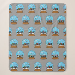 Snow Globe with Three Gnome Owls Sherpa Blanket