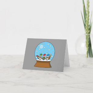 Snow Globe with Three Gnome Owls Thank You Card