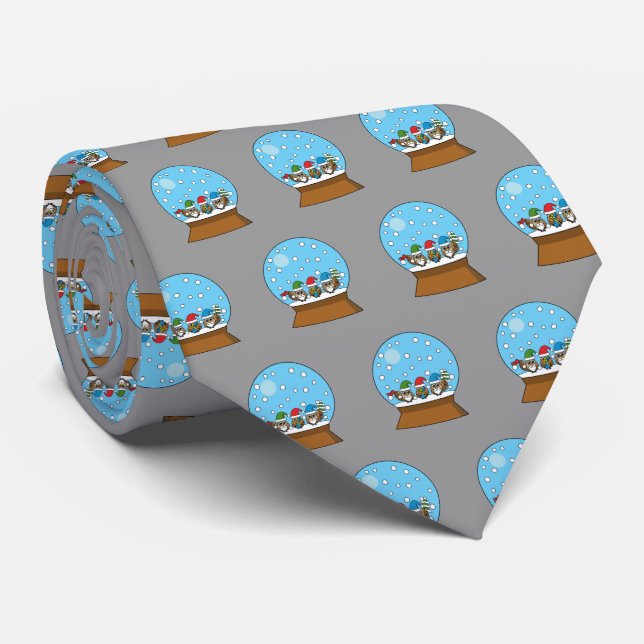 Snow Globe with Three Gnome Owls Tie (Rolled)