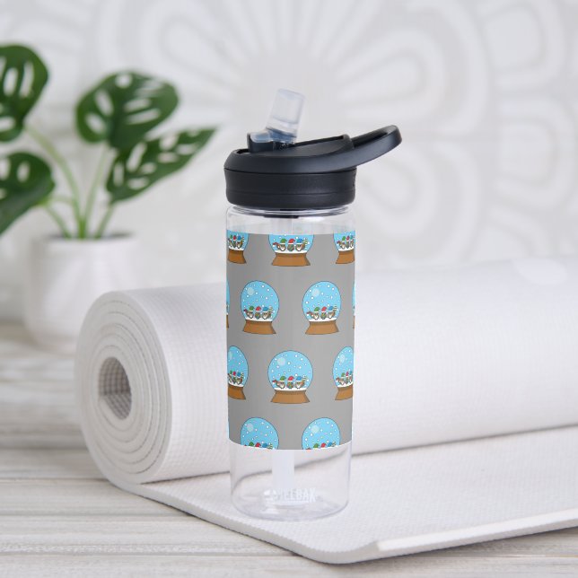 Snow Globe with Three Gnome Owls Water Bottle (Yoga)