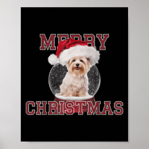 Snow Globe Xmas Maltese Dog Christmas Poster