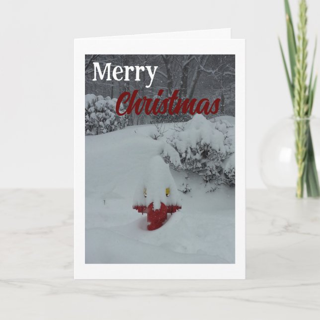 Snow Gnome Fire Hydrant Christmas Card (Front)