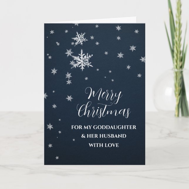 Snow Goddaughter & Her Husband Merry Christmas Card (Front)