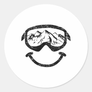 Snow Goggles Shirt Smile Skiing Snowboarding Ski R Classic Round Sticker