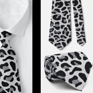 Snow Grey Leopard Print Groomsmen Punk Weddings Tie
