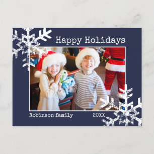 Snow Happy Holiday Photo Christmas Navy Blue