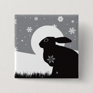 SNOW HARE 15 CM SQUARE BADGE