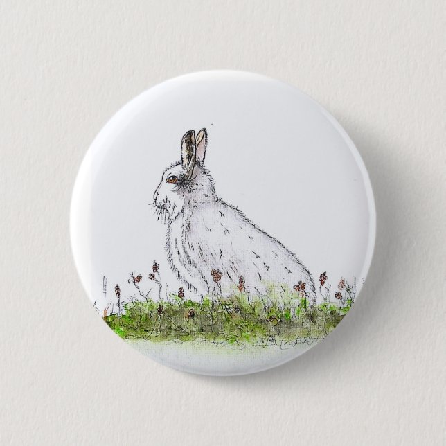 Snow Hare 6 Cm Round Badge (Front)