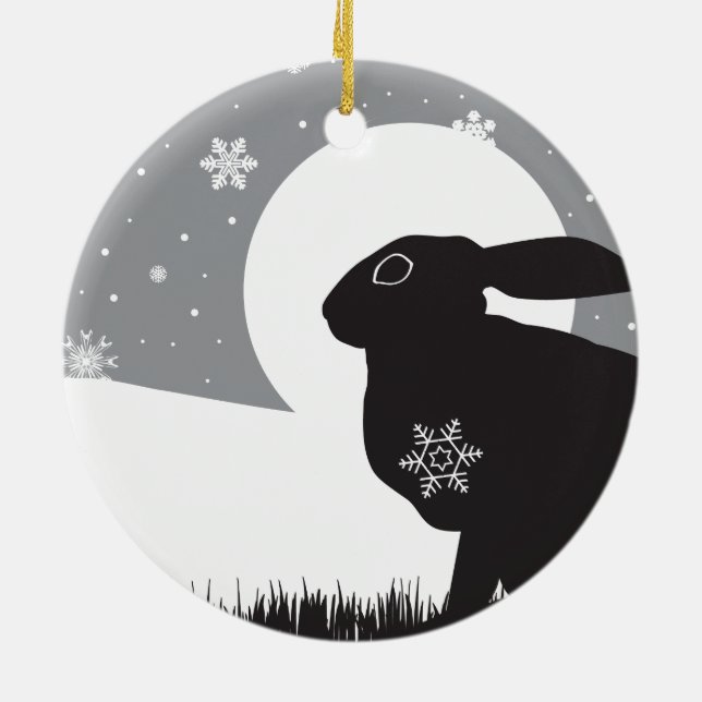SNOW HARE CERAMIC ORNAMENT (Back)