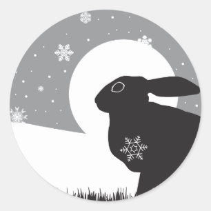 SNOW HARE CLASSIC ROUND STICKER