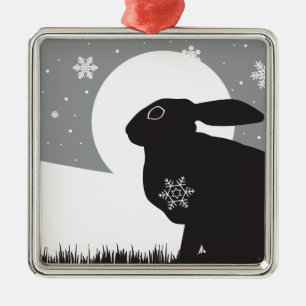 SNOW HARE METAL ORNAMENT