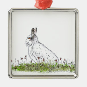 Snow Hare Metal Tree Decoration