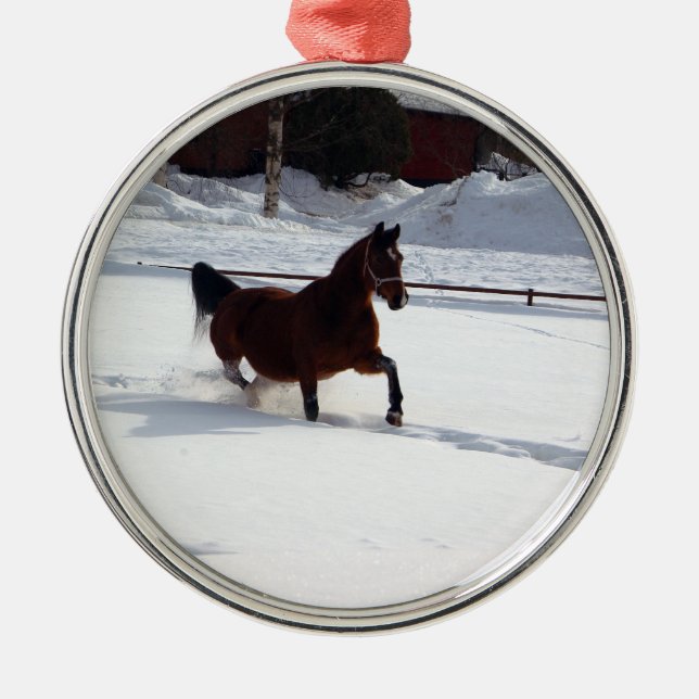 Snow Horse Metal Tree Decoration (Front)