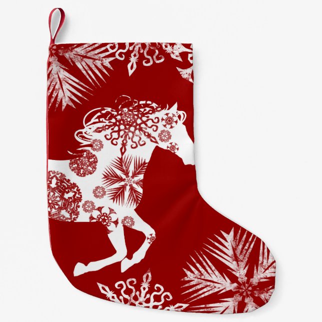 Snow Horse Small Christmas Stocking (Front)