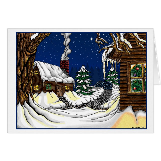 Snow Houses Christmas Greeting Card (Front Horizontal)