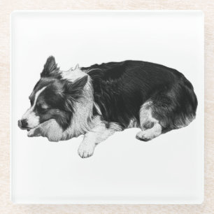 snow hush rest, corgi glass coaster