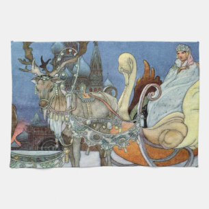 Snow Ice Queen Russian Princess Reindeer Tea Towel
