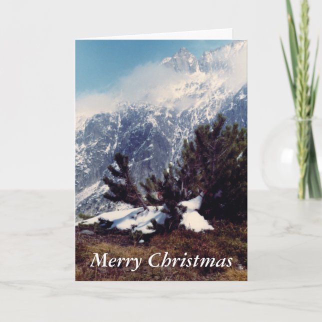 Snow in Alpine Mountain Christmas Card (Front)