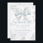 Snow In Love Blue Bow Silver Snowflake Birthday Invitation<br><div class="desc">EDITABLE Snow In Love Blue Bow Silver Snowflake Birthday Invitation
Elegant Blue Bow Winter Onederland Christmas Season Girl 1st Birthday Invitation
Blue Bow Silver Snow Winter Onederland 1st Birthday
Perfect for welcoming winter and celebrating the birthday</div>