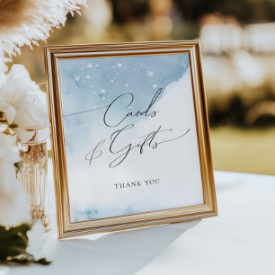 Snow in Love Blue Bridal Shower Cards & Gifts Poster