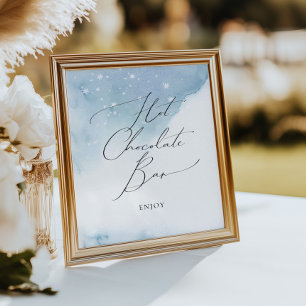 Snow in Love Blue Bridal Shower Hot Chocolate Bar Poster