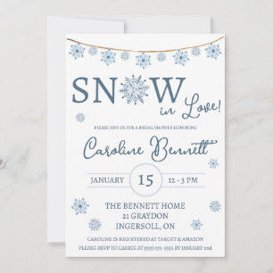 SNOW in Love! Blue Snowflake Bridal Shower Invitation