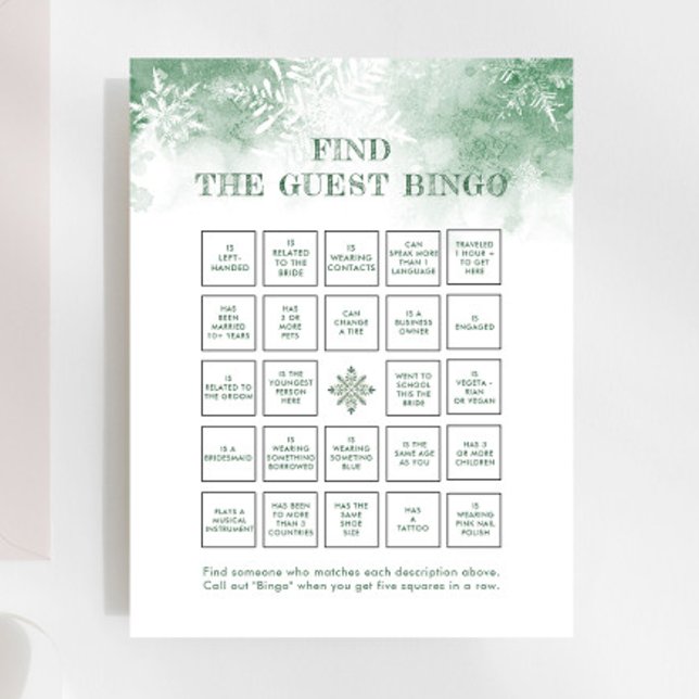 Snow in Love Bridal Game Find The Guest Bingo  (Creator Uploaded)