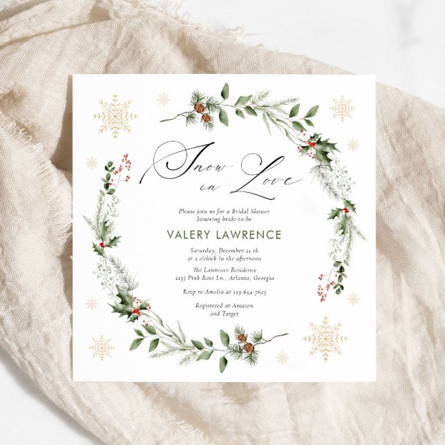 Snow in Love Christmas Bridal Shower Invitation (Creator Uploaded)