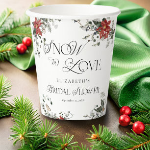 Snow in Love Floral Winter Bridal Shower Paper Cups