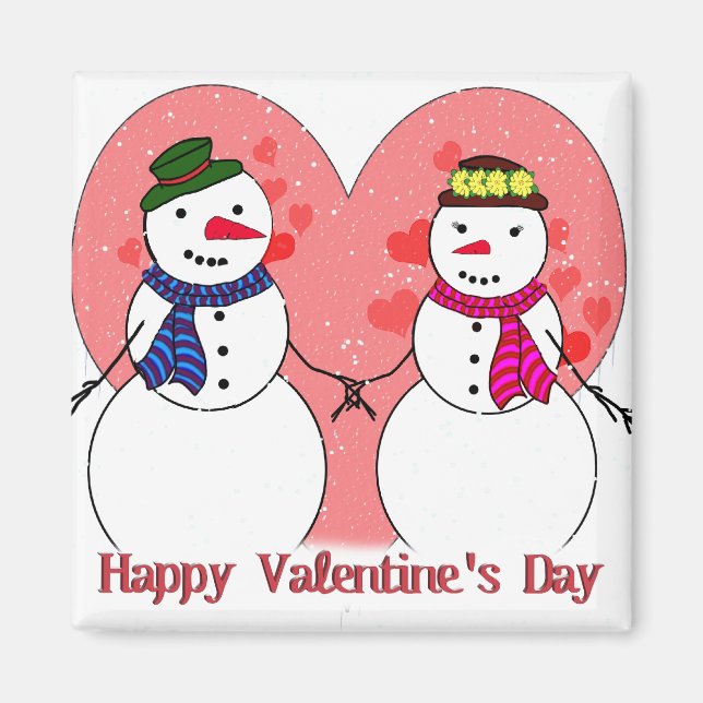 Snow in Love - Happy  Valentine's Day Magnet (Front)