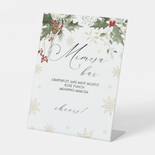 Snow in Love Mimosa Bar Bridal Shower Pedestal Sign