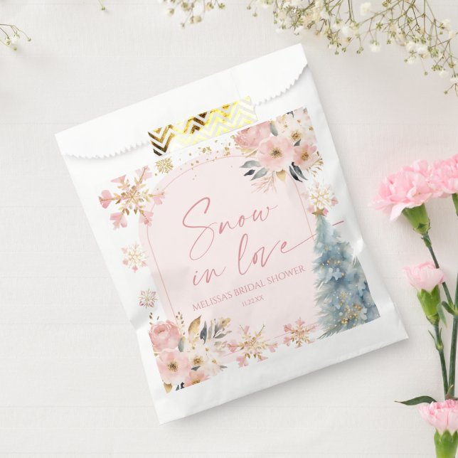 Snow In Love Pink Snowflake Winter Bridal Shower Favour Bag (Sealed)