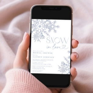 Snow in Love QR Snowflake Winter Bridal Shower Invitation
