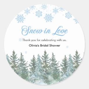 Snow in Love Snowflakes Bridal Shower Thank You  Classic Round Sticker