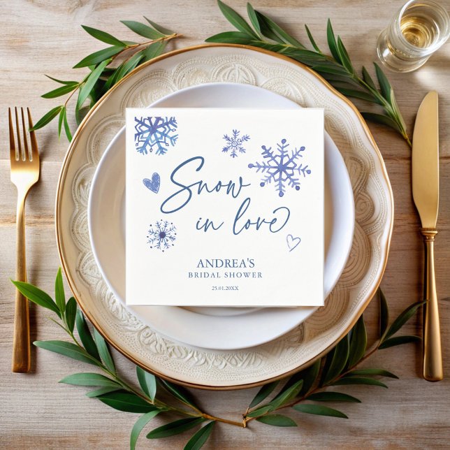 Snow in love snowflakes winter bridal shower napkin (Creator Uploaded)