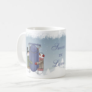 Snow in Love  -  Snowman Couple Going Sledding Mug