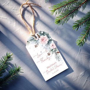 Snow in love snowy pine winter bridal shower favou gift tags