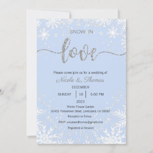 Snow in Love Wedding Invitation, Winter Wedding Invitation