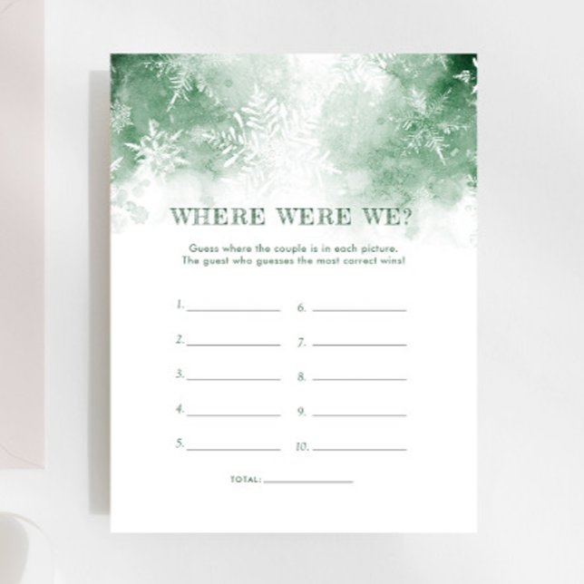 Snow in Love Where Were We Bridal Shower Game (Creator Uploaded)