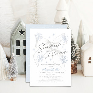 Snow in Love White Bow Snowflake Bridal Shower Invitation