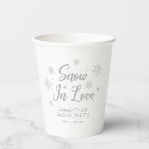 Snow in love White Winter Bachelorette Paper Cups