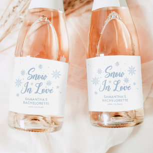 Snow In Love Winter Bachelorette Party Champagne Sparkling Wine Label