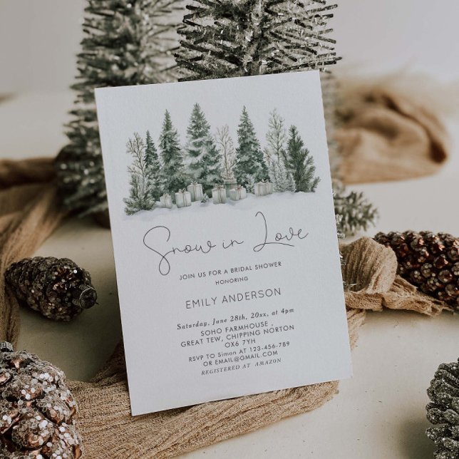 Snow In Love Winter Bridal Shower  Invitation (Creator Uploaded)