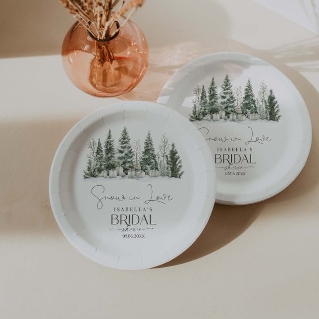 Snow In Love Winter Bridal Shower  Paper Plate (Creator Uploaded)