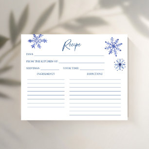 Snow in love winter bridal shower recipe card